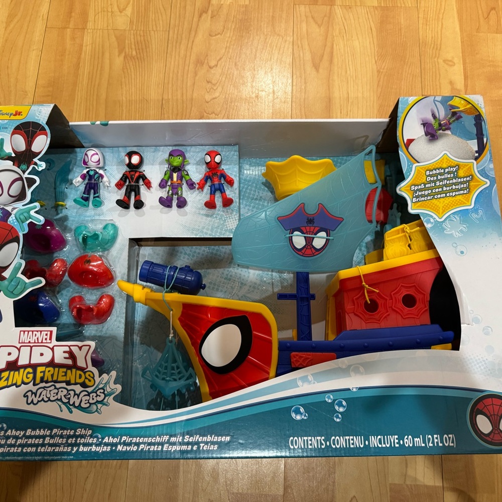 Marvel Spidey Amazing Friends Water Webs Bubble Pirate Ship